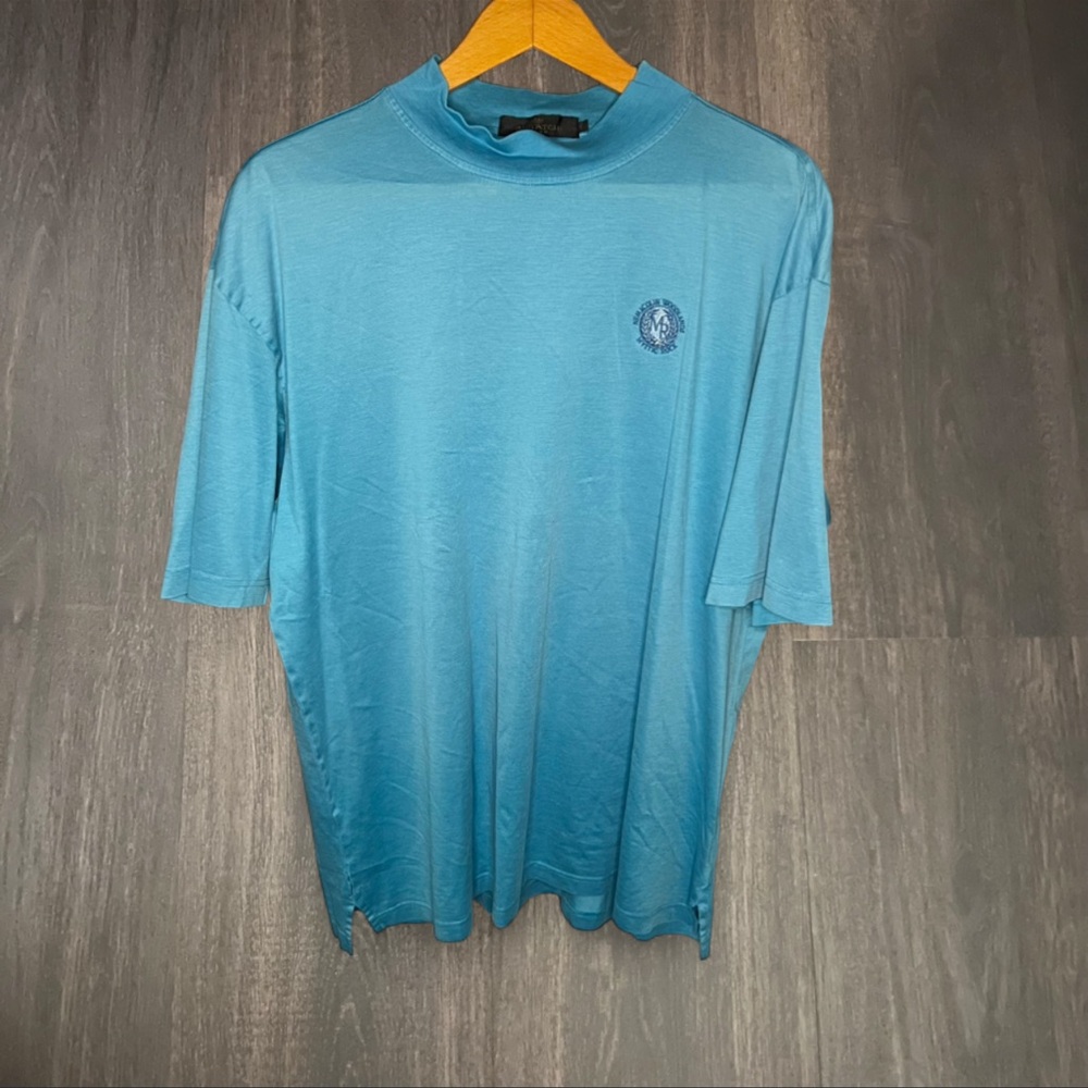 Bugatchi Uomo Mo Mo Mercerized Egyptian Cotton Tee Size Large Blue Luxury
